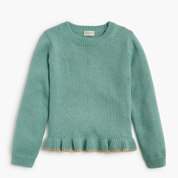 New CREWCUTS JCREW $79 Girls Size XS Sparkle Ruffle-Hem Sweater CB134 - Picture 1 of 4